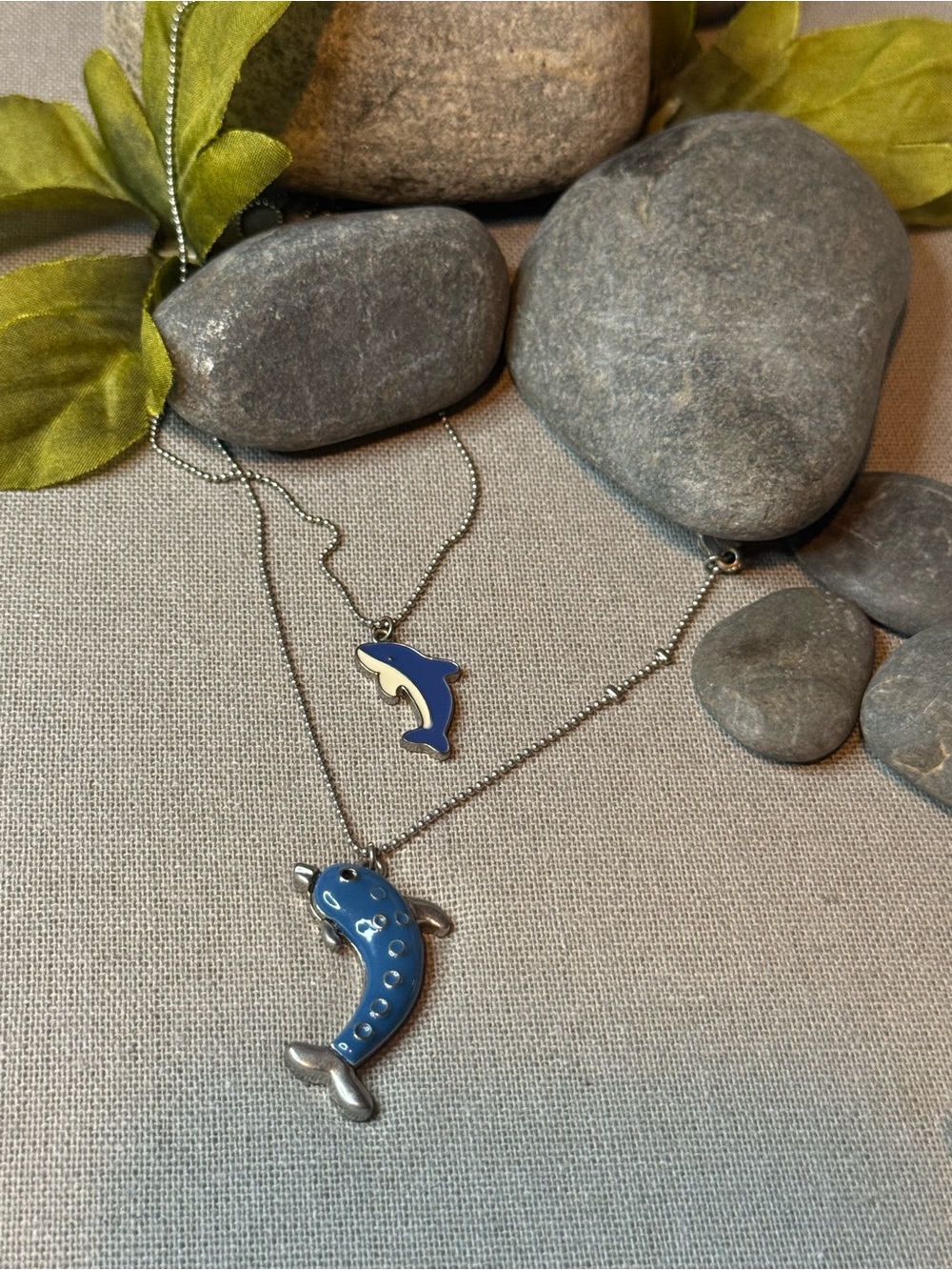 Blue Dolphin Pendant Necklace Set - Women's Jewelry